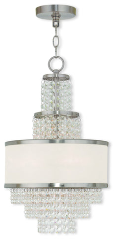 Livex Prescott 3 Light Brushed Nickel Mini Chandelier - C185-50783-91
