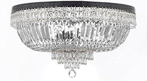 French Empire Crystal Semi Flush Basket Chandelier Chandeliers Lighting With Dark Antique Finish H21" XW30" - A500-B8/FLUSH/CB/870/14