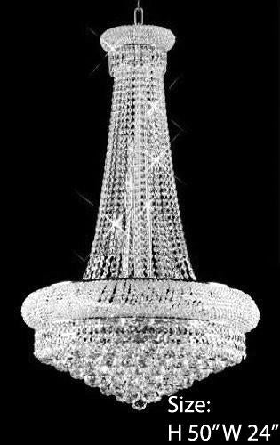 Swarovski Crystal Trimmed Chandelier French Empire Crystal Chandelier H50" X W24" - A500-Large/Silver/542/15 Sw